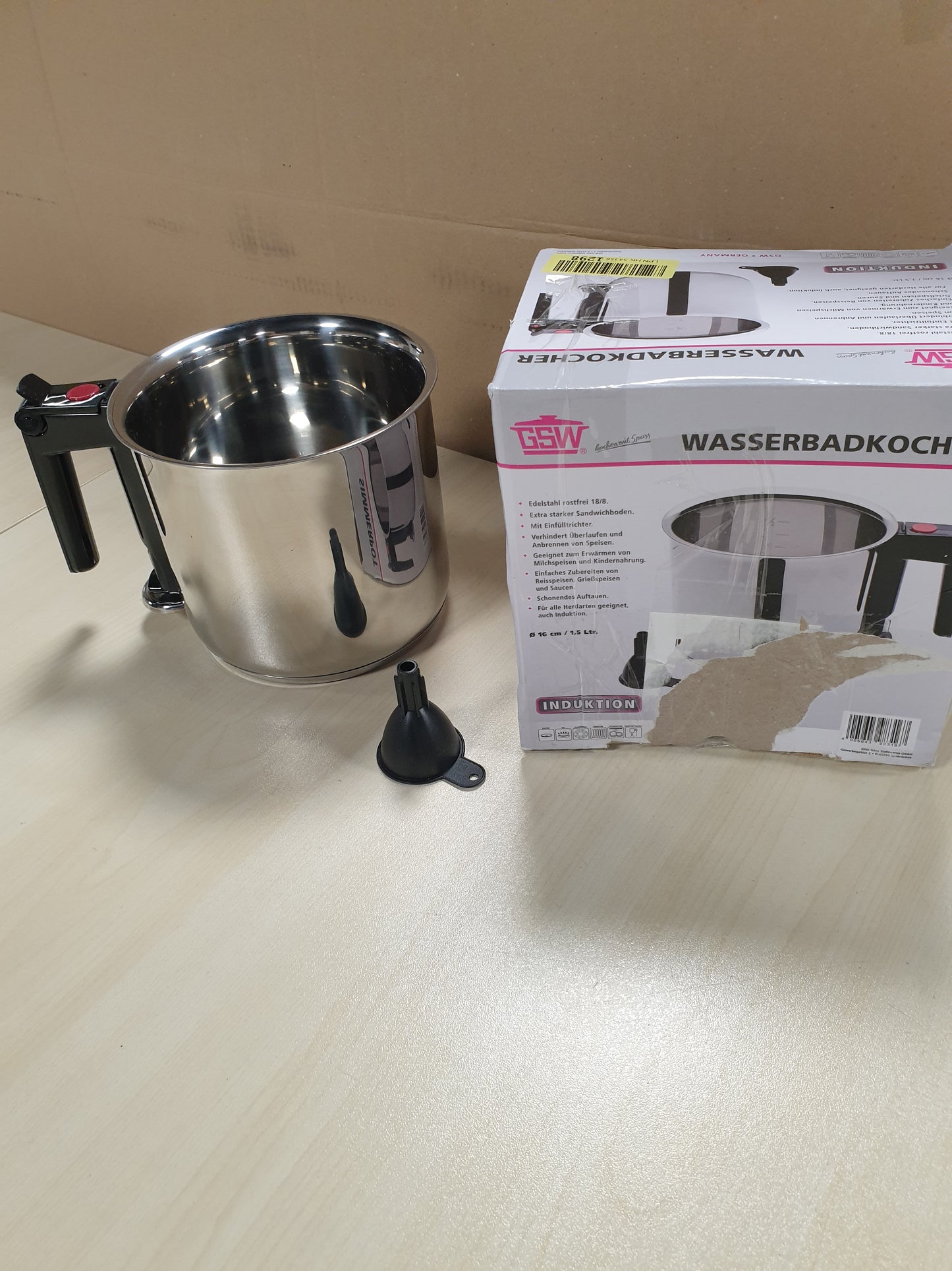 261960 - GSW 983167 Tenxhere me Vaskë Uji për Zierje të Ngadaltë 1.5 L, çelik inox, argjend, 16 cm, 2 njësi