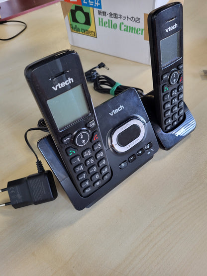 266517 - VTECH CS2051, Telefon pa tel me sekretari telefonike dhe 2 aparate, modalitet ECO+, telefon për të moshuar, telefon fiks, bllokim thirrjesh, funksion pa duar, butona të mëdhenj, ekran me 1 rresht, i zi.