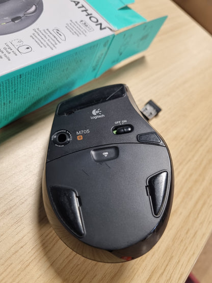 266312 - LOGITECH M705 Maus pa tel Marathon, marrës unifikues USB 2.4 GHz, 1000 DPI, 5 butona të programueshëm, jetëgjatësi baterie 3-vjeçare, i pajtueshëm me PC, Mac, laptop, Chromebook - i zi
