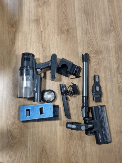187025 - PROSCENIC Fshesë pa Tel P11M, Me Fuqi Thithjeje 45KPa dhe 550W, Kapacitet Vazhdimesie 60 Minuta, Funksionaliteti 2-në-1, Bateri e Lëvizshme, Ekran LED, Përdorim për Dysheme, Qilima dhe Heqjen e Qimeve të Kafshëve Shtëpiake.