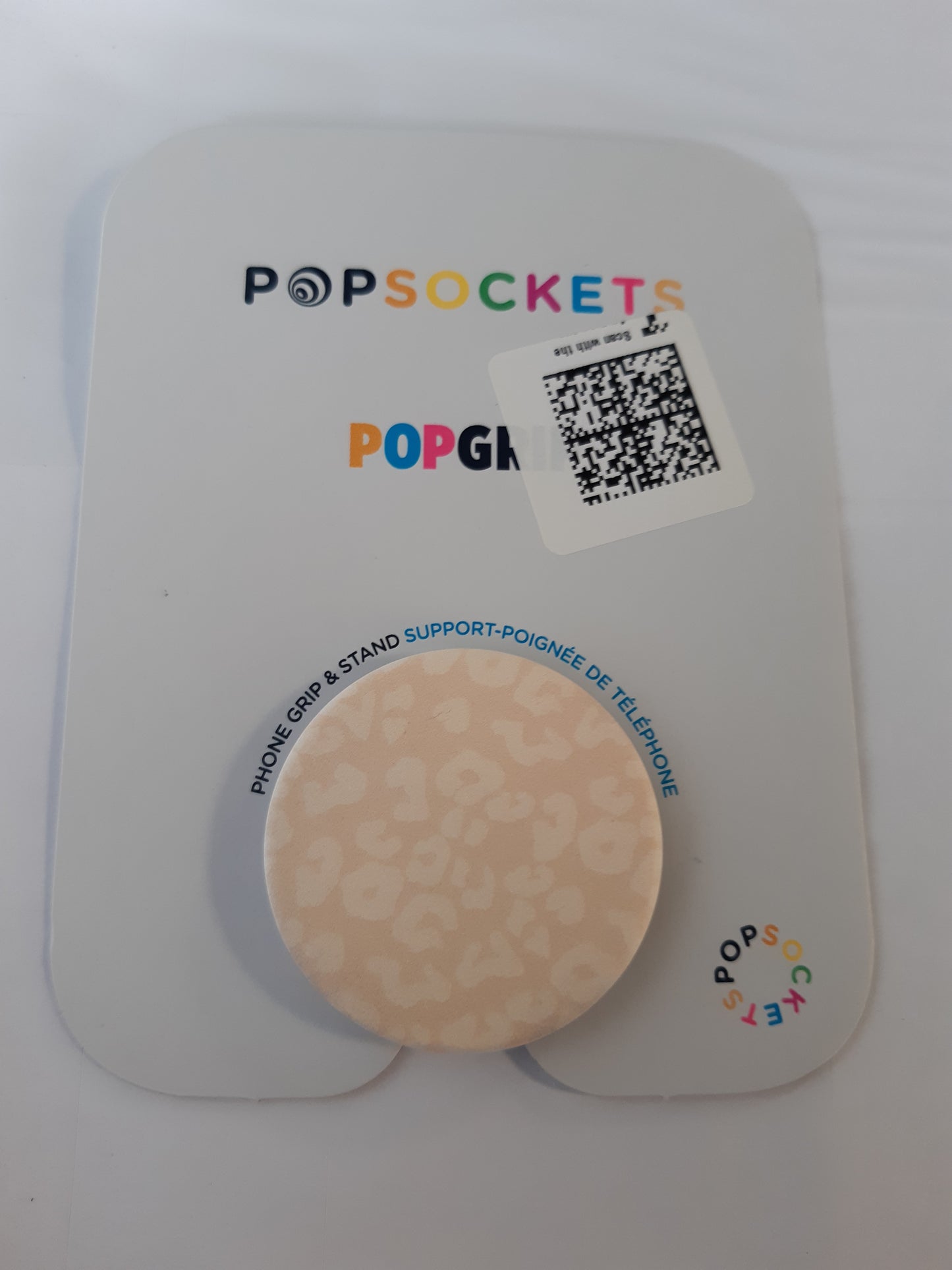 189883 - POPSOCKETS PopGrip me Print Leopardi Ngjyrë Bezhë Pastel dhe Gepard, Ngjitës i Lëvizshëm për Telefona