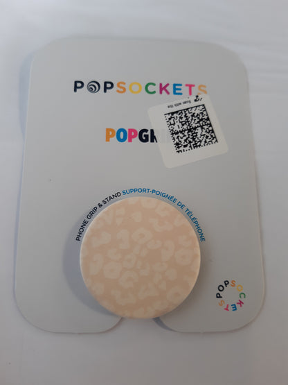189883 - POPSOCKETS PopGrip me Print Leopardi Ngjyrë Bezhë Pastel dhe Gepard, Ngjitës i Lëvizshëm për Telefona