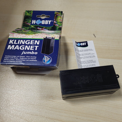 262711 - HOBBY Magnet Jumbo me Teh, për xham deri në 12 mm, Pastrues Akuariumi me tehe çeliku inox