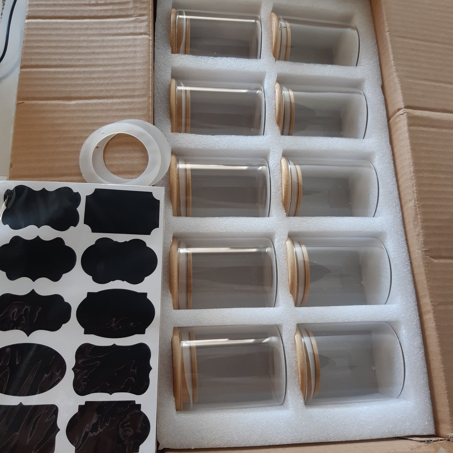 255935 - EFUTURETIME - 10 copë kavanoza qelqi të rrumbullakëta 200 ml, φ6.5 * 8.8 cm, me kapakë bambuje