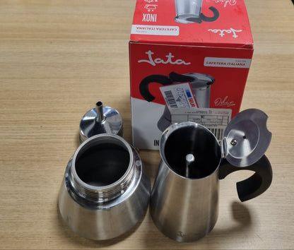 219534 - JATA CAX106 Makinë kafeje italiane me induksion, me kapacitet 6 filxhanë, e përshtatshme për të gjitha llojet e sobave, trup çeliku inox