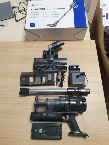 187024 - PROSCENIC Fshesë Elektrike P11M pa Tel, 45KPa/550W, Kapacitet 60 Minuta, 2-në-1 me Bateri të Lëvizshme, Ekran LED, Për Dysheme, Qilima, Qime Kafshësh Shtëpiake