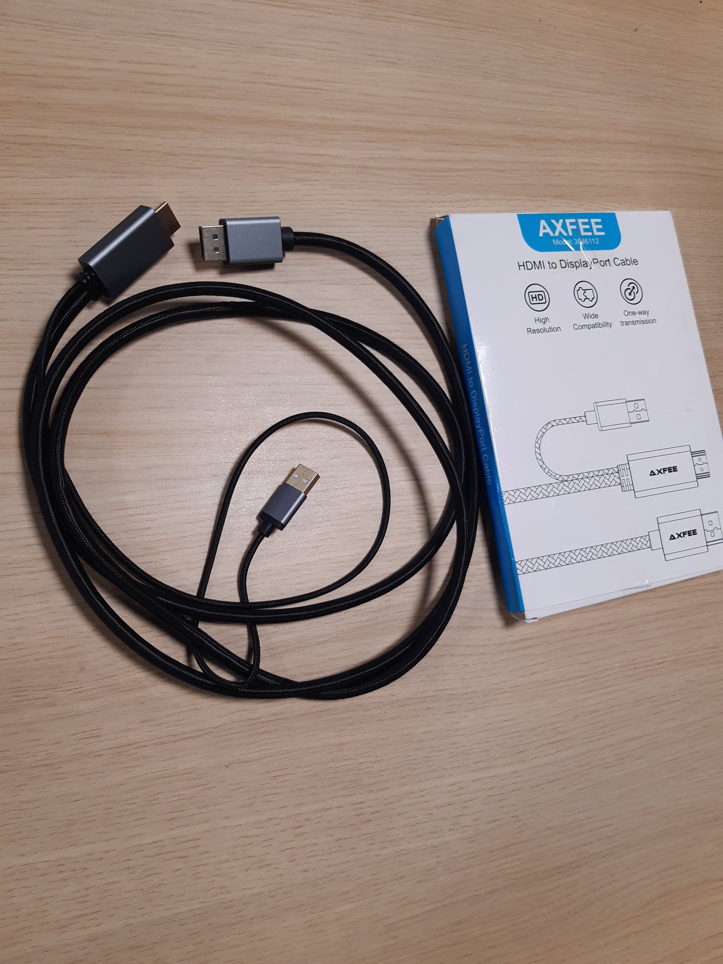 124629 - AXFEE Kablo HDMI në DisplayPort, Burim HDMI 26cm për Monitor Femër DisplayPort, Pajtueshëm me PC, Laptop, PS5, Xbox One (360), Mbështet 4K@60Hz, 2K@144Hz, 1080P@165Hz