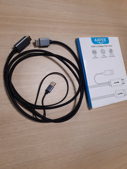 124629 - AXFEE Kablo HDMI në DisplayPort, Burim HDMI 26cm për Monitor Femër DisplayPort, Pajtueshëm me PC, Laptop, PS5, Xbox One (360), Mbështet 4K@60Hz, 2K@144Hz, 1080P@165Hz