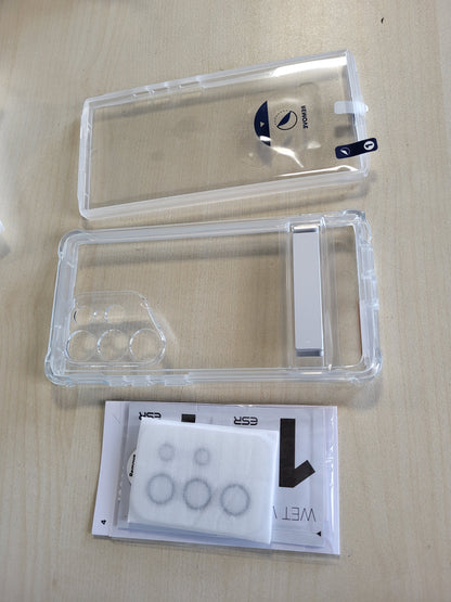 267250 - ESR Mbrojtëse për Samsung Galaxy S24 Ultra, me kornizë mbrojtëse shtesë përpara dhe 3 mënyra mbështetëse, mbulesë mbështetëse e fortë kundër goditjeve, transparente