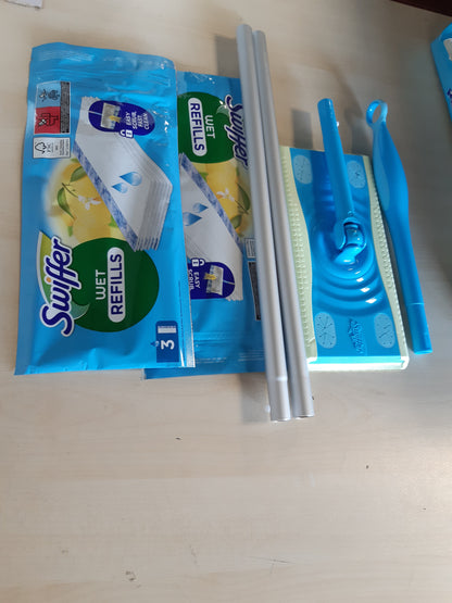 215610 - SWIFFER Set fillestar për mopa të lagura, përmban: 1 mopa, 6 peceta të lagura