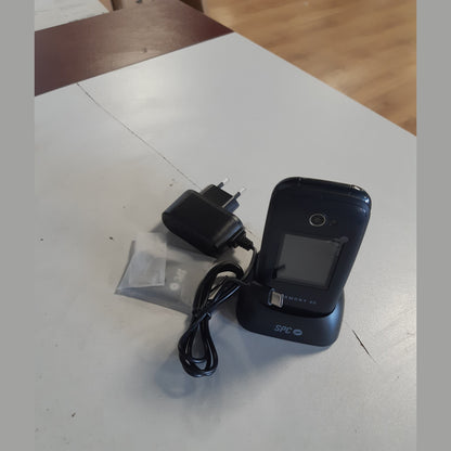 266188 - SPC Harmony 4G - Telefon celular me palosje për të moshuarit, Butona të mëdhenj, Pajtueshëm me aparat dëgjimi, Konfigurim në distancë, Buton SOS, Zile e fortë, Stacion karikimi, i zi