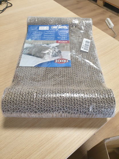 258183 - TRIXIE Dërrasë Kërcimi për Macet e Egra – Dërrasë kruarjeje për macet e bërë nga karton i valëzuar i fortë me fije maceje - 41 × 24 × 7 cm - për kujdesin dhe aktivitetin e kthetrave - 48000