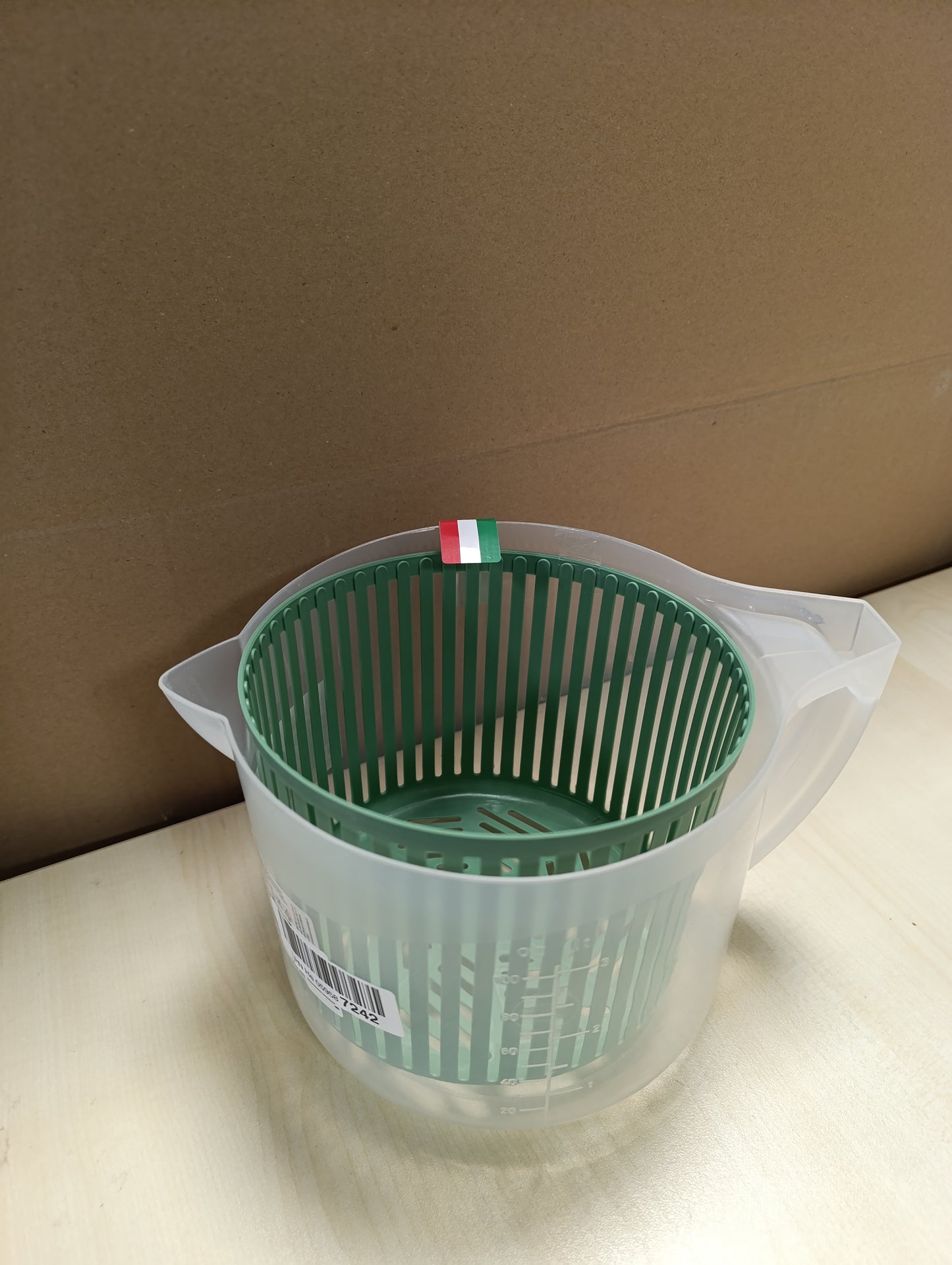 247531 - Lavatrice sallatash Snips, Enë për qepje sallatash me kapak, 3 L, 19.5 x 26.5 x 19 cm, jeshile dhe e bardhë, Prodhuar në Itali