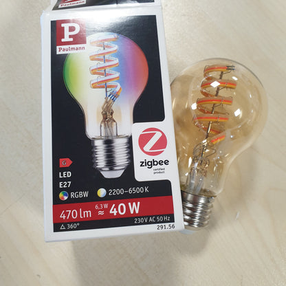 205239 - PHILIPS Hue Llambë LED Zigbee me Filament për Shtëpi Inteligjente, 230V, 6.3W, 470lm, RGBW+, Ngjyrim i Artë, Kapaciteti i Errësimit