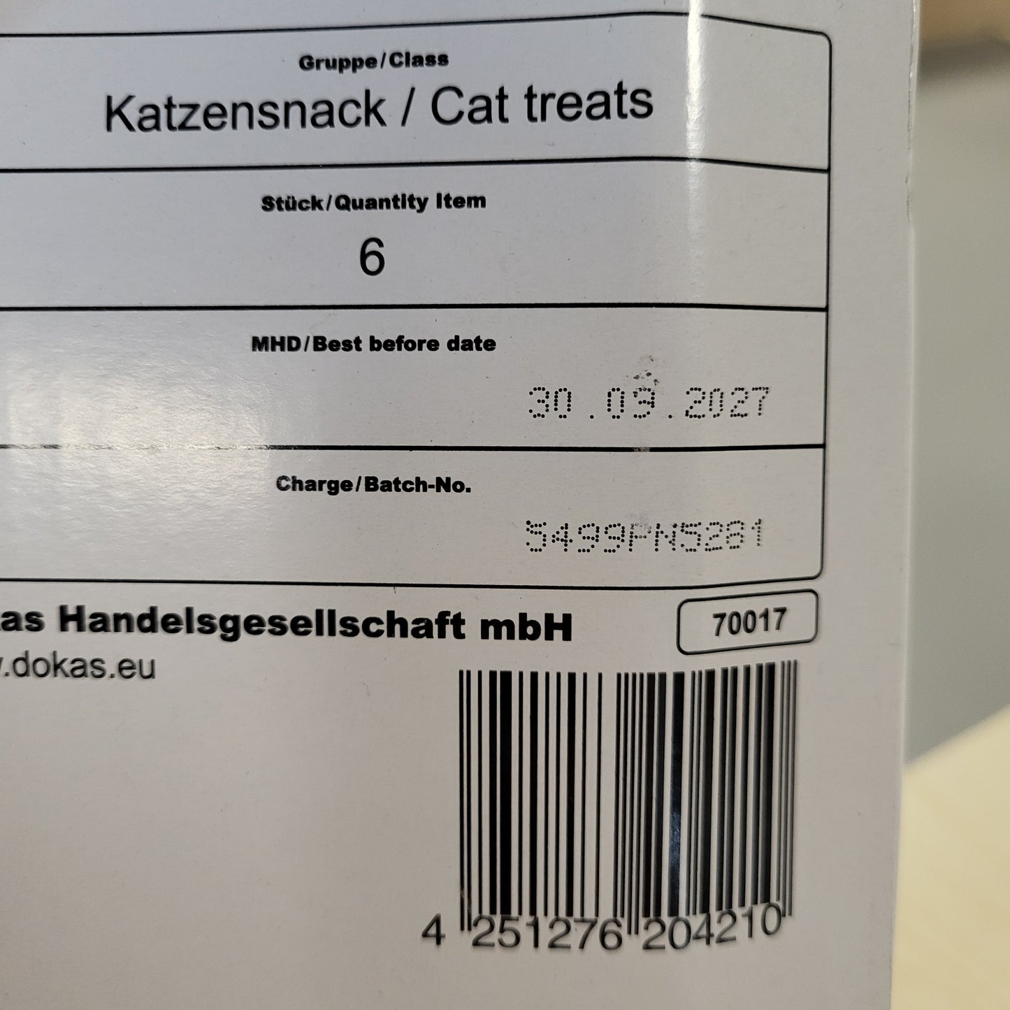 263790 - DOKAS Të brendshme të thara me ngrirje - Ushqim premium pa drithëra për macet - 6 x 15 g