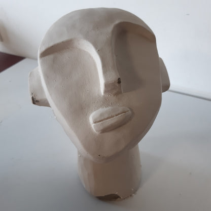 245655 - BLOOMINGVILLE - Skulpturë fytyre prej çimentoje, 21 cm, e bardhë