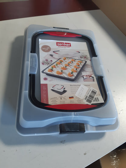 222328 - Zenker Enë për tortë me fletë, 425x295x75 mm, tepsi pjekjeje me mbulesë transporti, tavë pjekjeje jo-ngjitëse, sasia: 1 copë