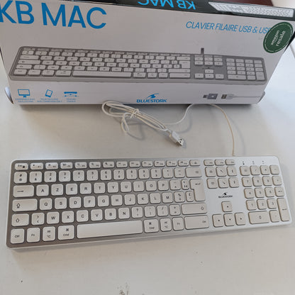 268371 - BLUESTORK – Tastiera frënge me tela AZERTY për Mac, Taste konkave dhe të heshtura, 13 shkurtore multimediale, përshtatës USB/USB-C