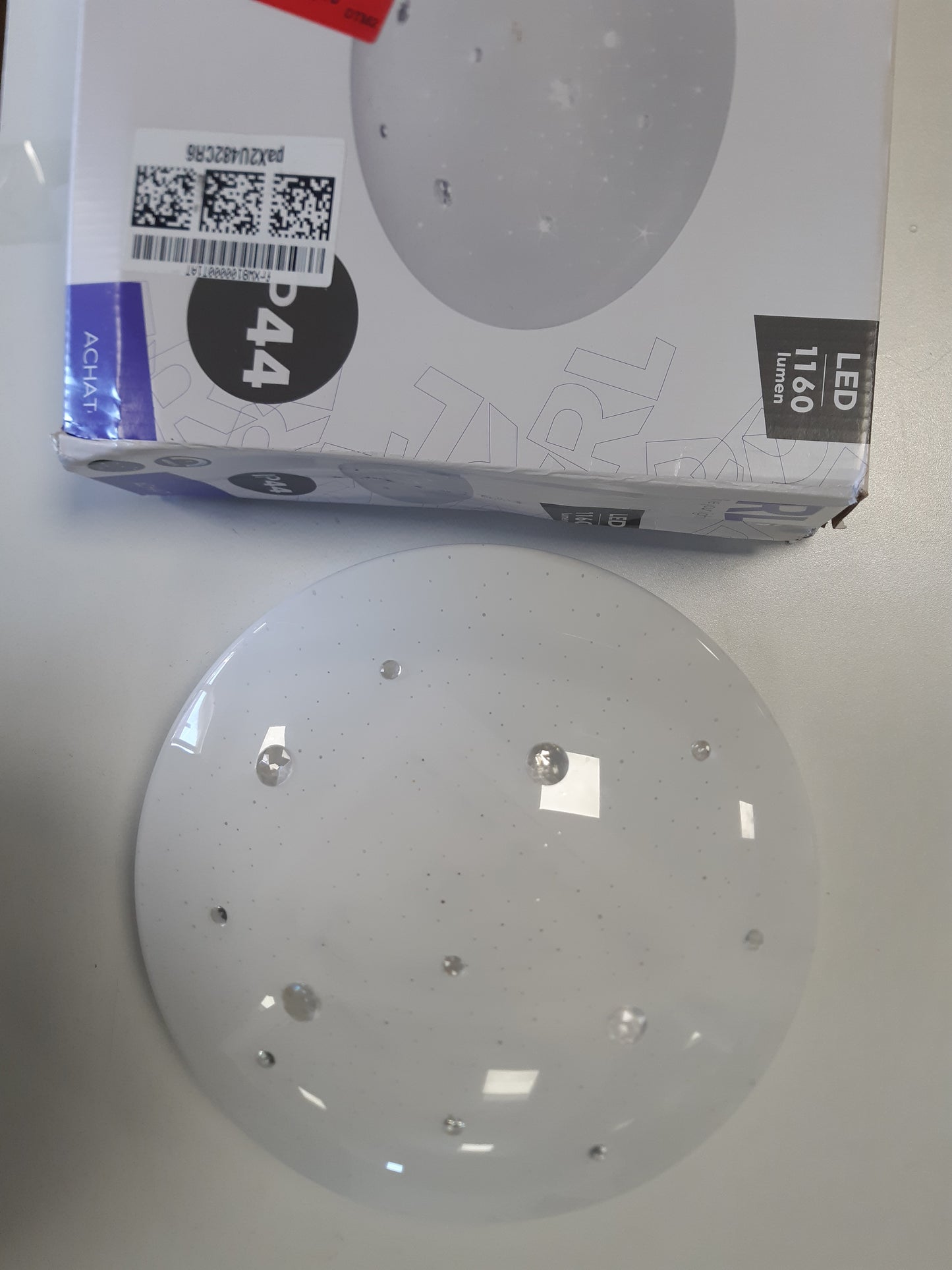 241080 - REALITY LEUCHTEN Llambë tavani LED Achat R62732800, akrilik i bardhë, 11.5 vat, efekt ylli