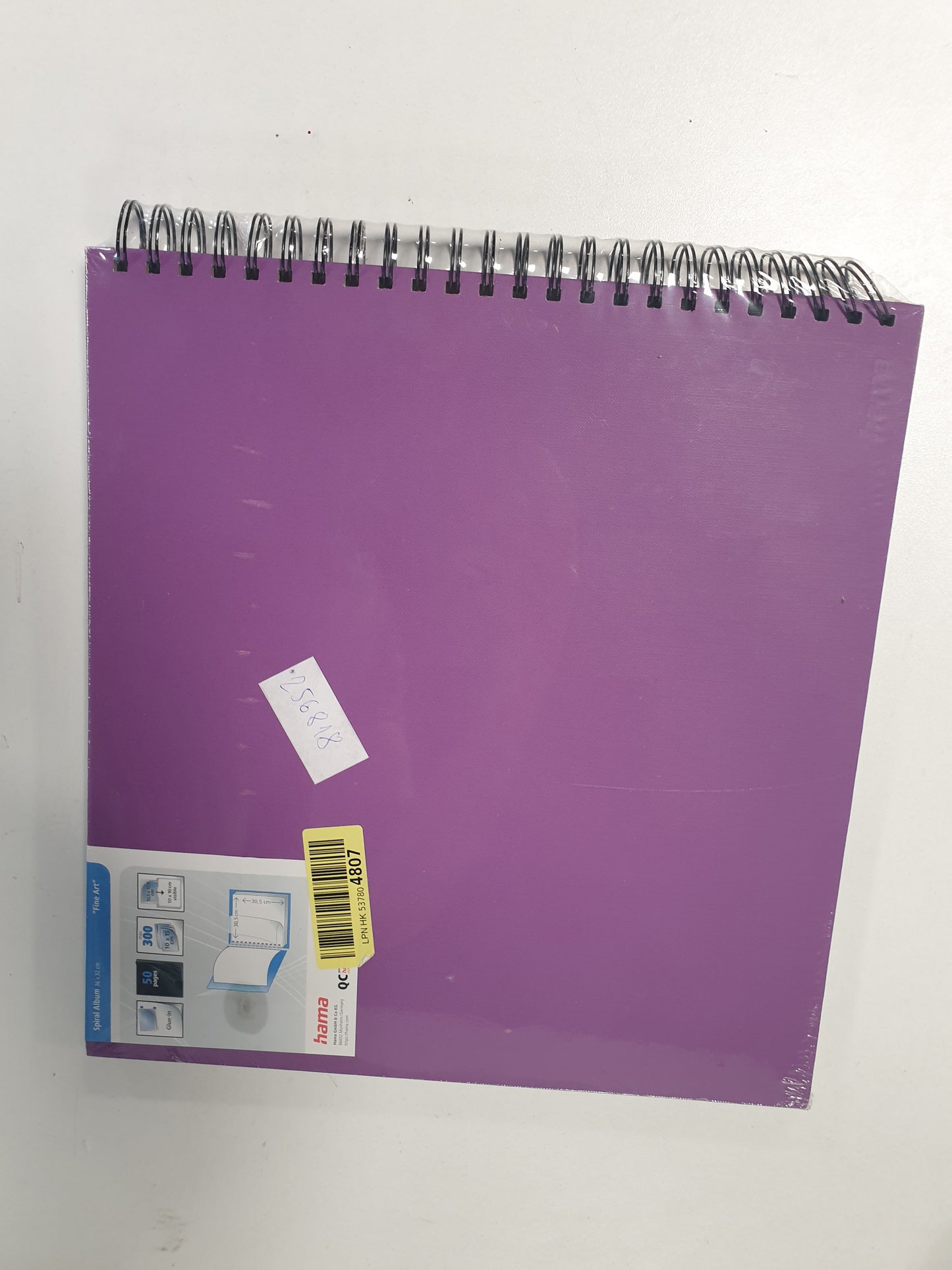 256818 - HAMA Album Fotosh Jumbo 36x32 cm (Album spiral me 50 faqe të zeza, libër fotografish me ndarës qelqi, album për ngjitje dhe personalizim) vjollcë