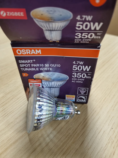 215688 - OSRAM Reflektor SMART LED Spot PAR16 GU10, 4.7W ZigBee 3.0, i Bardhë i Rregullueshëm 2700-6500K, i Errësueshëm