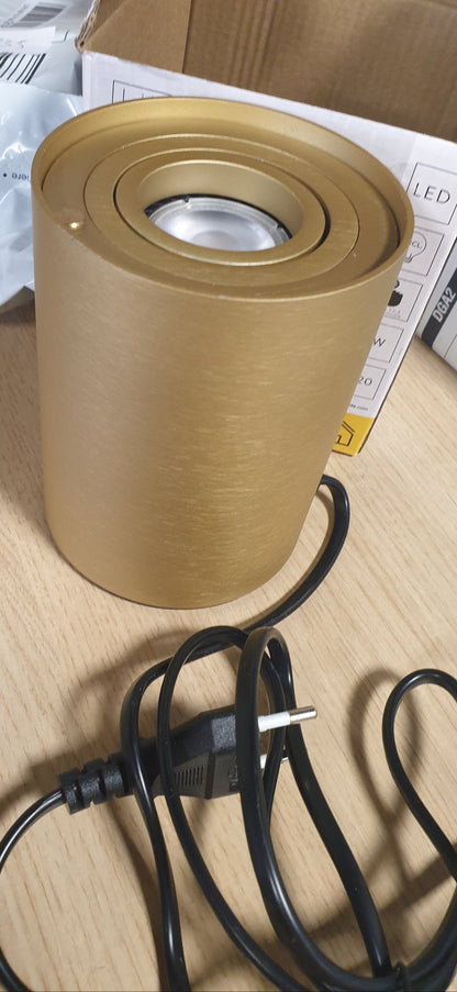 226505 - LUCIDE TUBE Llambë tavoline - Ø 9.6 cm - LED me 3 hapa errësim - GU10-1x5W 2700K - Ar/Tunxh mat