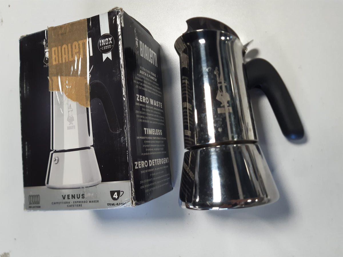 222123 - BIALETTI Venus - Makinë kafeje me induksion, çelik inox, e përshtatshme për të gjitha llojat e enëve, 4 filxhanë kafeje (170 ml), argjendi