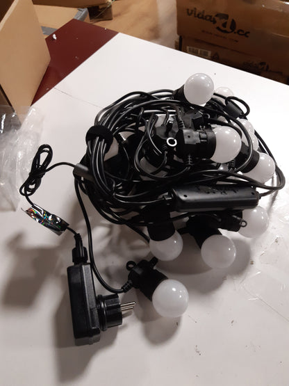 187050 - TWINKLY Festoon 20 LED RGB - Drita në Varg me 20 Llamba LED, Shumëngjyrëshe, Pajtueshme me Alexa dhe Google Home, IP44, Kontrollohet nga Aplikacioni, Kabll i Zi, Gjatësi 10m