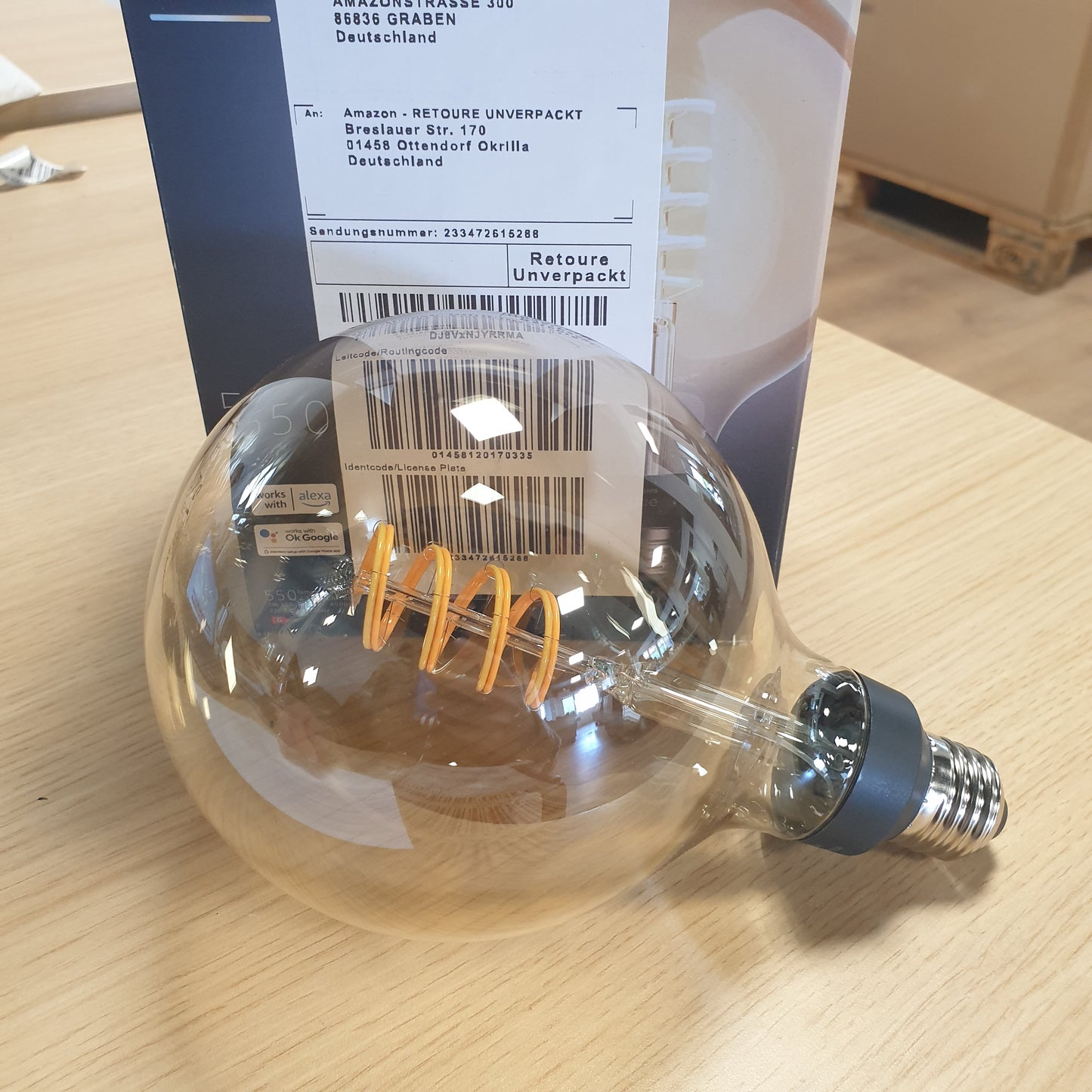 245488 - PHILIPS Hue White Ambiance E27 Filament Large Globe (550 lm), llambë LED me errësim, kontroll inteligjent i dritës, 1 pako