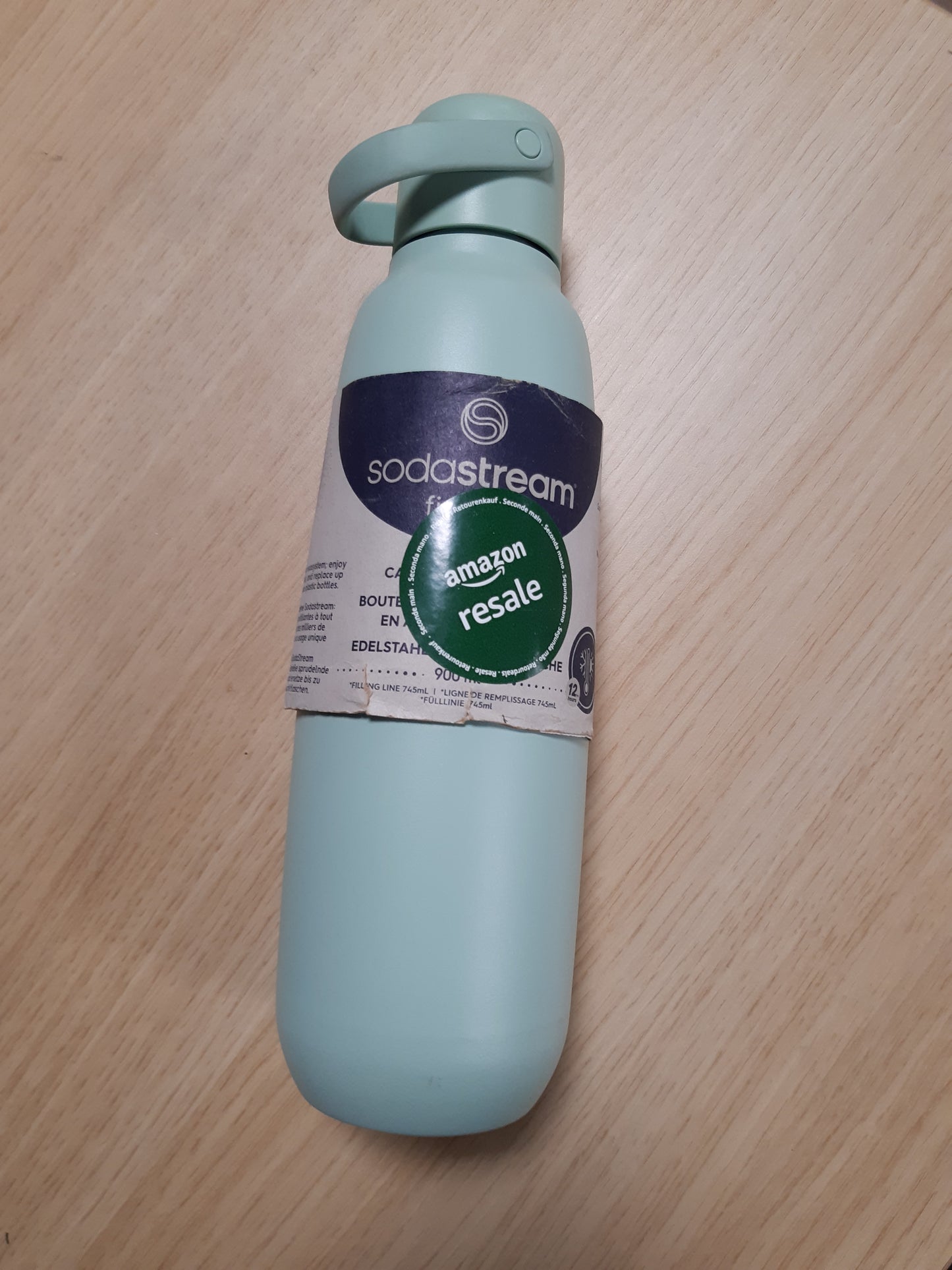 240568 - SODASTREAM Fizz & Go Cool Shishe 0.9L e izoluar prej çeliku inox me dy mure, mban pijet të ngrohta ose të ftohta deri në 12 orë, e pajtueshme me makinat Sodastream, jeshile menteje