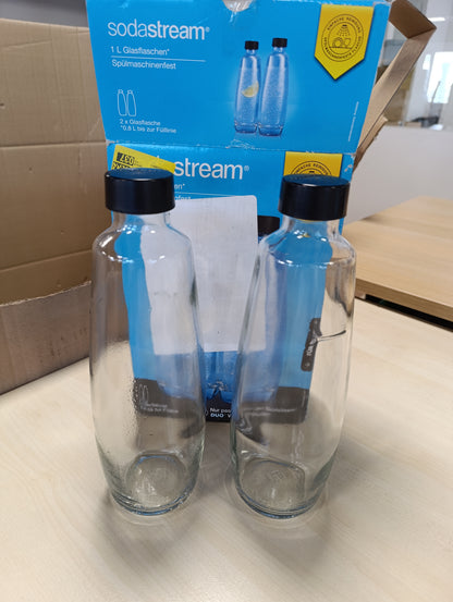 222667 - SODASTREAM Karafe qelqi, Set me 2 shishe 1L, të përputhshme me makinat Duo dhe E-Duo, të përshtatshme për lavastovilje