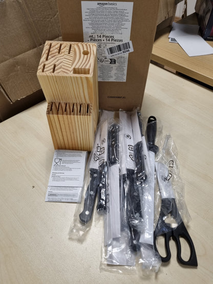214082 - AMAZON BASICS Set thikash me 14 pjesë me bllok, i zi