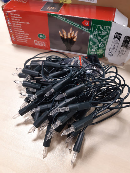 205917 - KONSTSMIDE 6303-500 Drita LED Mini me Tel për Përdorim të Brendshëm (IP20), 230V, 50 LED të Bardha të Ngrohta, Kabllo Jeshile, e Bardhë e Ngrohtë