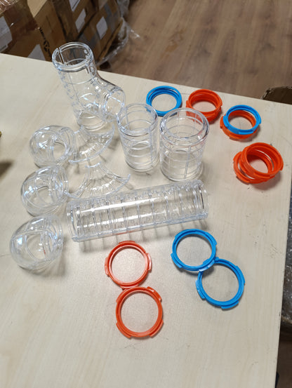 222998 - FERPLAST - Set tubash për hamster, 9 pjesë, tunele transparente, vrima ventilimi, kthesa dhe lidhëse