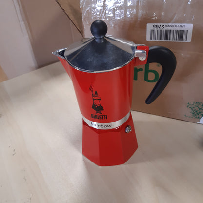 251186 - BIALETTI Makinë për kafe espresso 4963 Rainbow, Alumini, e Kuqe, 6 Filxhanë