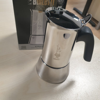 246024 - BIALETTI Makinë espresso Venus Induction çelik inox, e përshtatshme për të gjitha llojat e pjatave, 4 filxhanë kafeje (170 ml), argjendi