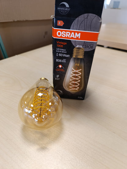 263986 - OSRAM Llambë LED Vintage 1906 Classic Edison FIL 60, 27 baza, ngjyrë ari, 8.8W, 806lm, 2400K, dritë e bardhë e ngrohtë