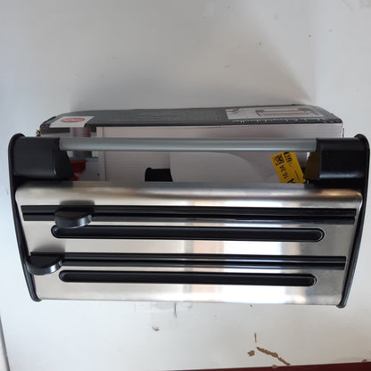 245670 - EMSAL Dispenser Emsa Roll, Dispenser i Trefishtë 3-në-1 për Fletë Alumini, Film dhe Peshqir Letre, Çelik Inoks, Prerje e Pastër Bidireksionale, Gri, 505319