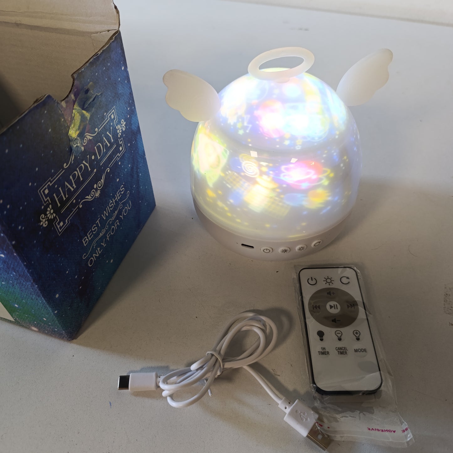 222509 - DIBONIUR Projektor Drite Nate për Foshnje, Tavan me Qiell me Yje, 22 Filma, Rrotullim 360°, me Telekomandë, Llambë Projektori për Fëmijë