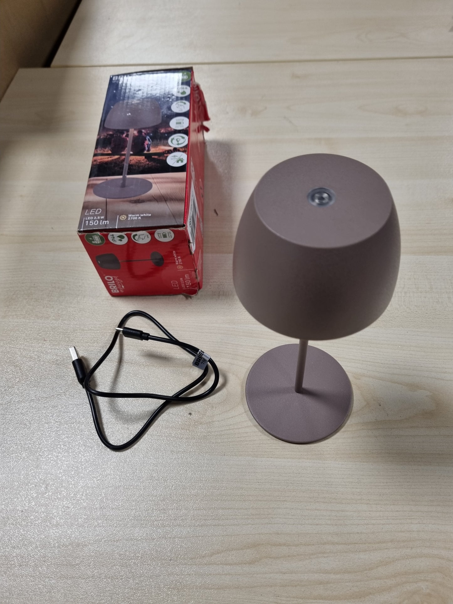 227336 - BRILONER Llambë tavoline mini LED, pa tel, IP44, me kontroll me prekje, errësim pa hapa, bateri dhe burim drite të zëvendësueshme, 8x20 cm