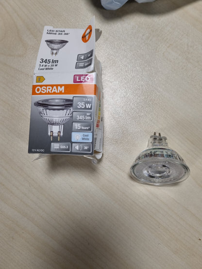 254211 - OSRAM Reflektor LED Star MR16, 35,4000 K, 3.4 W, GU5.3, 36°, 345 lm, 15,000h, Tension i Ulët