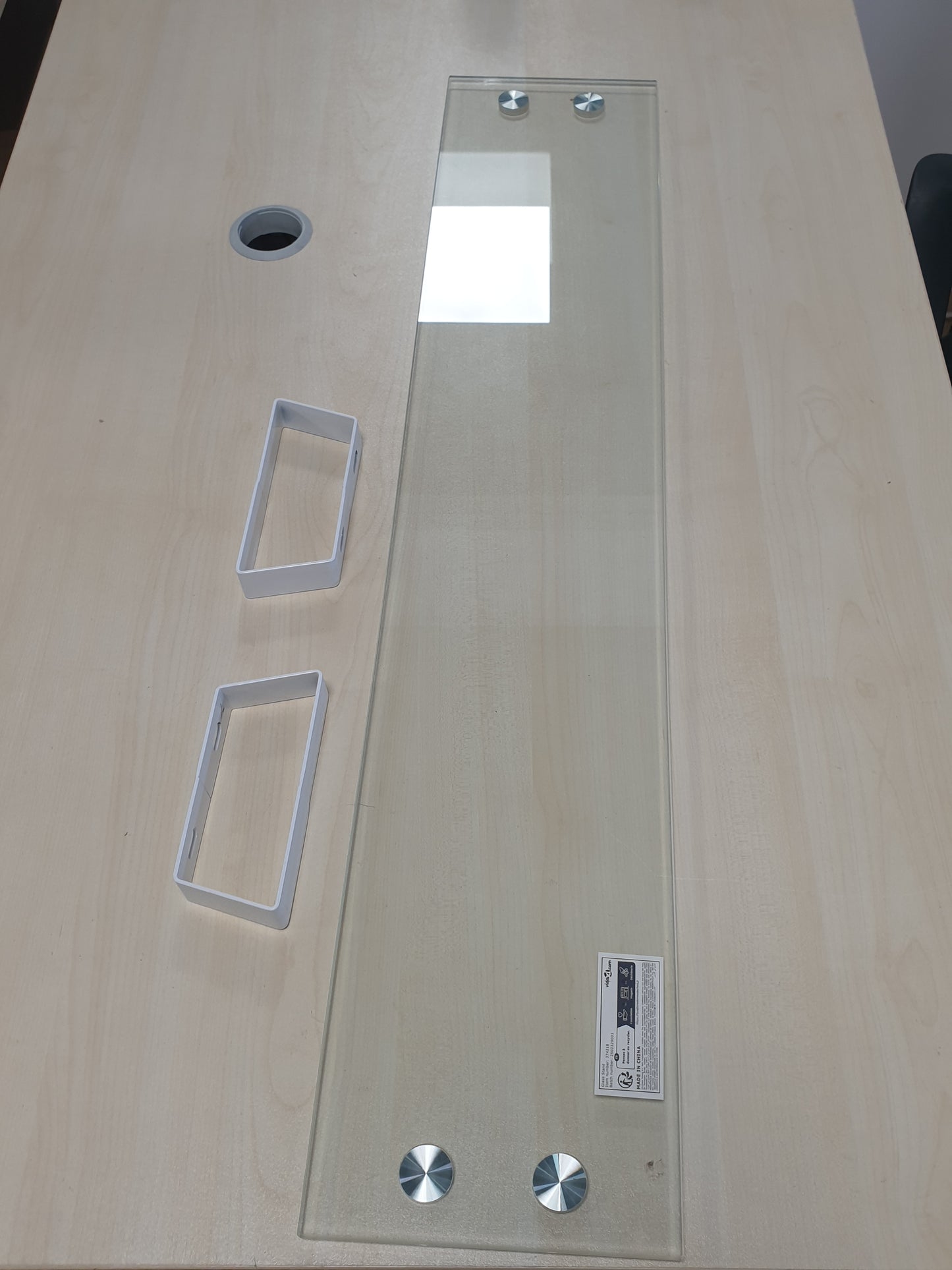 265267 - VIDA XL Stand Monitori E Bardhë 100x20x8 cm Xham i Temperuar dhe Metal i Temperuar