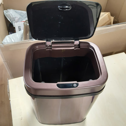 250764 - AMAZON BASICS Kosh plehrash automatik prej çeliku inox, drejtkëndor, 12 litra, ngjyrë burgundy
