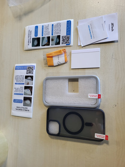 267182 - JETech MBËSHTJELLËSE MAGNETIKE 3-NË-1 PËR iPHONE 15, 6.1 inç, ME 2 MBROJTËSE EKRANI PREJ QELQI TË TEMPERUAR, E PAJTUESHME ME MAGSAFE, MBËSHTJELLËSE MAT TRANSPARENTE ME PALIM, E ZEZË