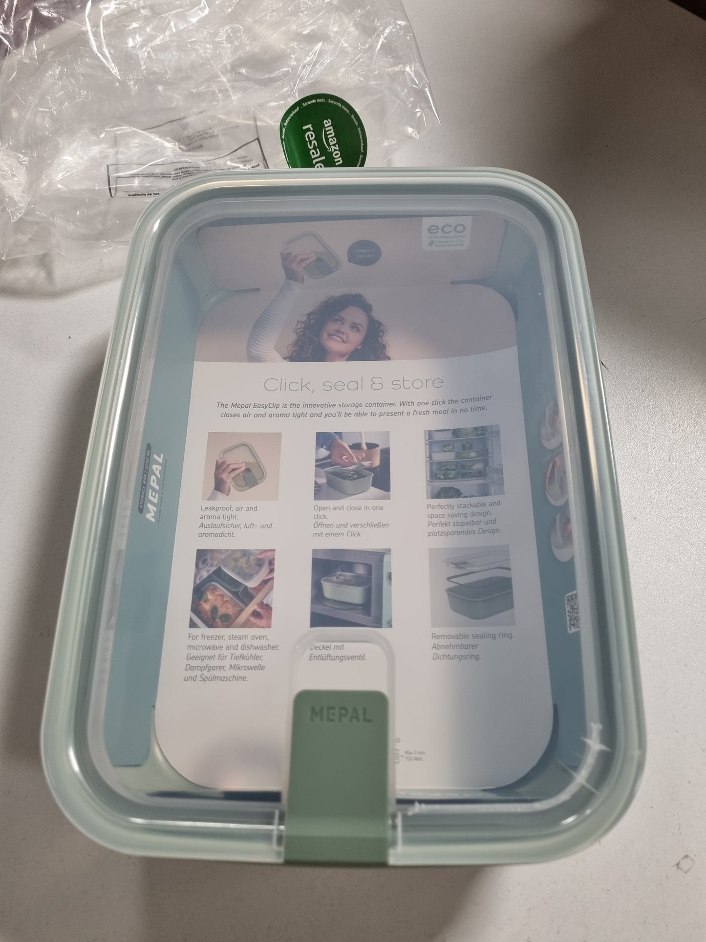 257298 - MEPAL Enë për Ruajtjen e Ushqimit EasyClip – Tas me Kapak dhe Mbyllje me Klik – 2250 ml – Sherbelë Nordike, i përshtatshëm për Mikrovalë, Tenxhere me Avull, Frigorifer dhe Ngrirës