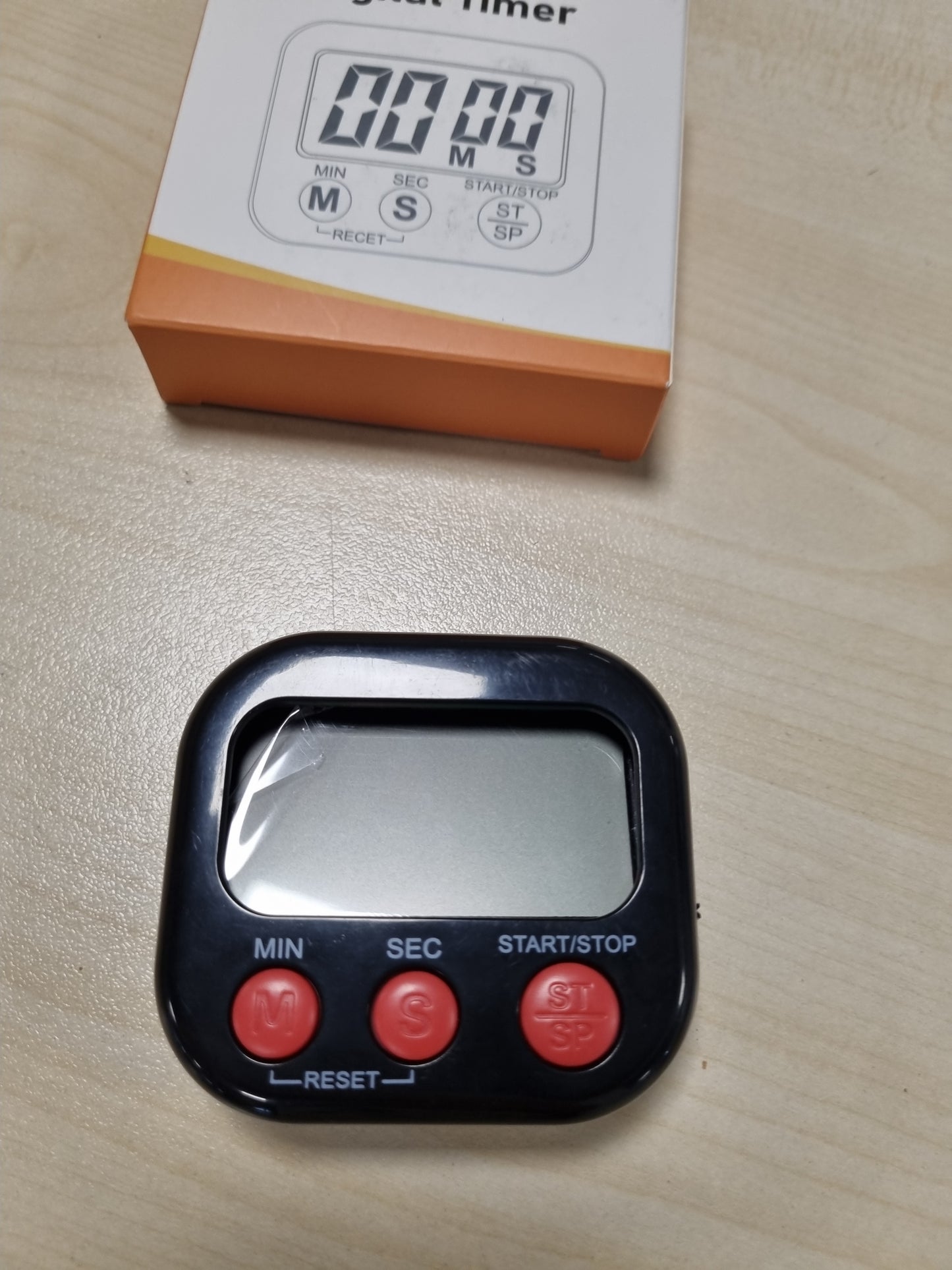 225207 - Kohëmatës dixhital kuzhine me ekran LCD, kronometër tavoline, orë dixhitale me alarm të lartë (bateria e përfshirë) (e zezë)