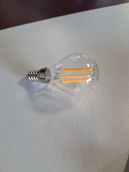258453 - VELAMP LLAMBË FILAMENT LED - FORMË SFERE (P45) - BAZË E VOGËL ME VIDË (E14) - FUQI 6W EKUIVALE ME 60W - SHKËLQIM 806LN - TEMPERATURA E NGJYRËS 2700K