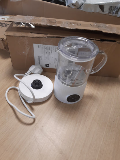 199743 - CASIMHU Shkumëzues Qumështi Elektrik 4-në-1, me Ngrohës Qumështi, Karafë Transparente për Monitorim Vizual, Kontroll me Prekje, Kapaciteti për Shkumë të Nxehtë dhe të Ftohtë për Kafe, Latte, Kapuçino, E Bardhë