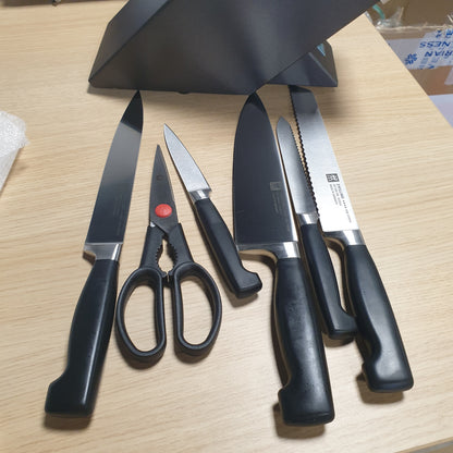 245009 - ZWILLING Bllok thikash vetëmprehëse me katër yje, set me 7 pjesë, çelik inox, gri, i prodhuar në Gjermani