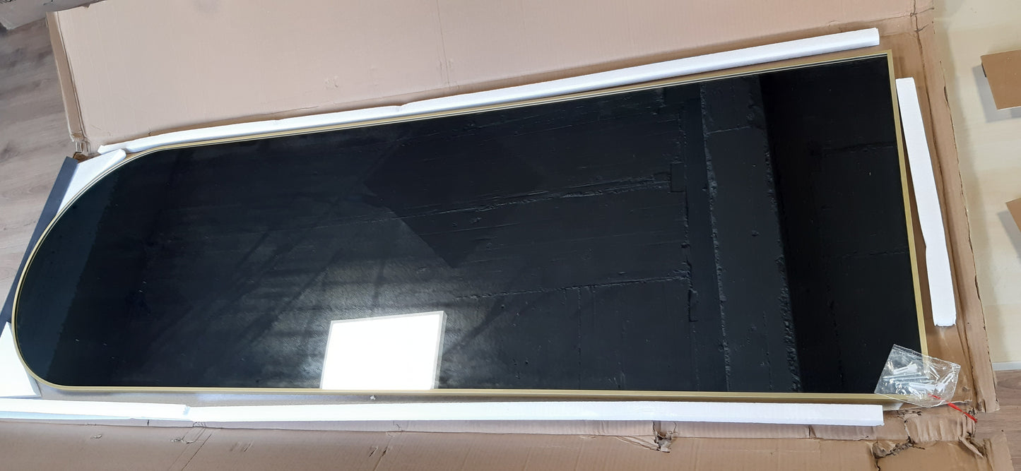 255254 - COFENY Pasqyrë dyshemeje e lakuar me gjatësi të plotë 161x52 cm, kornizë alumini, ngjyrë ari